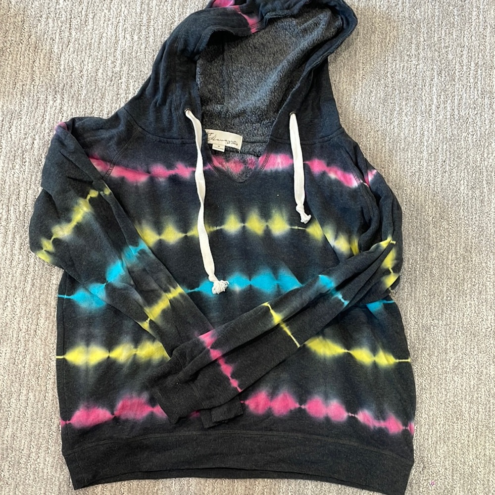 Vintage Havana Tie Dye Black Hooded Sweatshirt